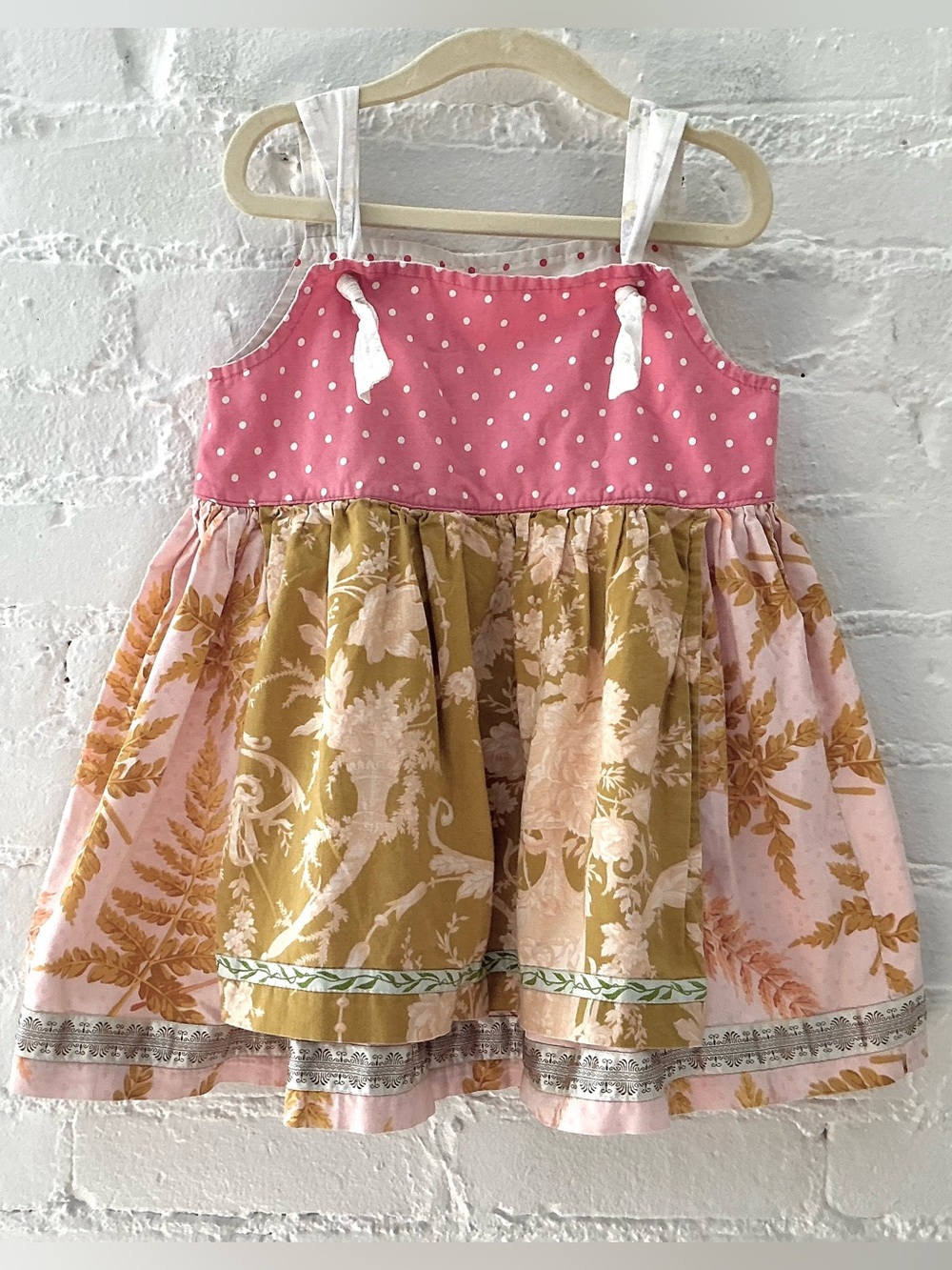 Matilda Jane Platinum Knot Apron Dress Phoebe Floral Polka Dot Print VTG USA